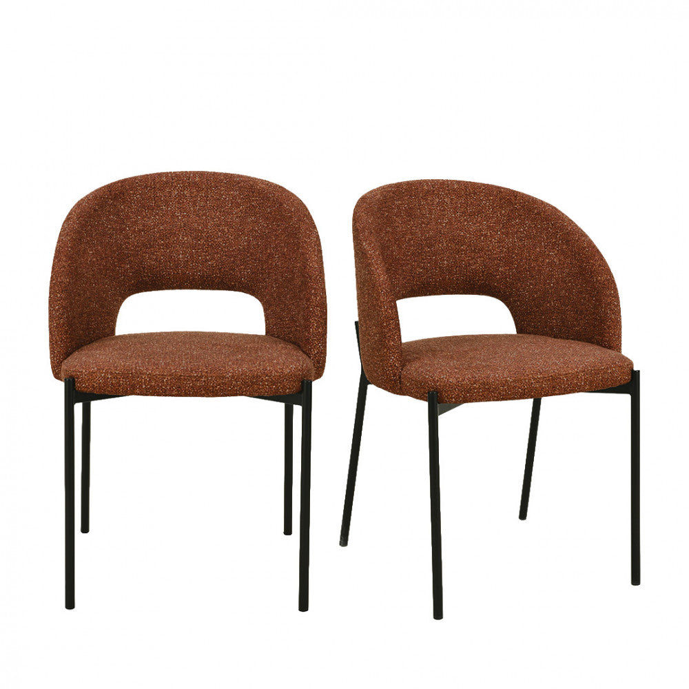 Soren - Lot de 2 chaises en tissu et métal - Rouille chiné - 2