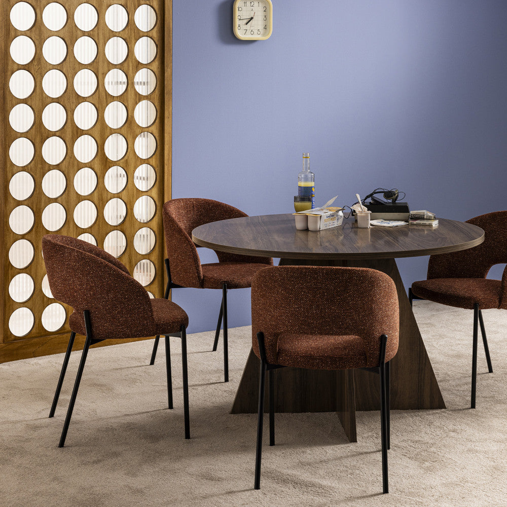Soren - Lot de 2 chaises en tissu et métal - Rouille chiné - 1