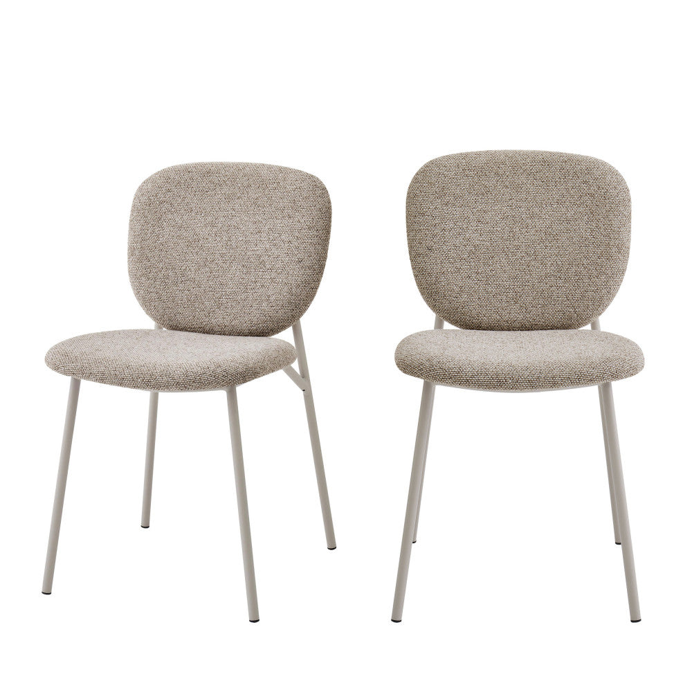 Dalby - Lot de 2 chaises en tissu pieds beiges - Marron chiné - 2