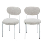 Kyoto - Lot de 2 chaises en tissu pieds chrome - Beige chiné - 2