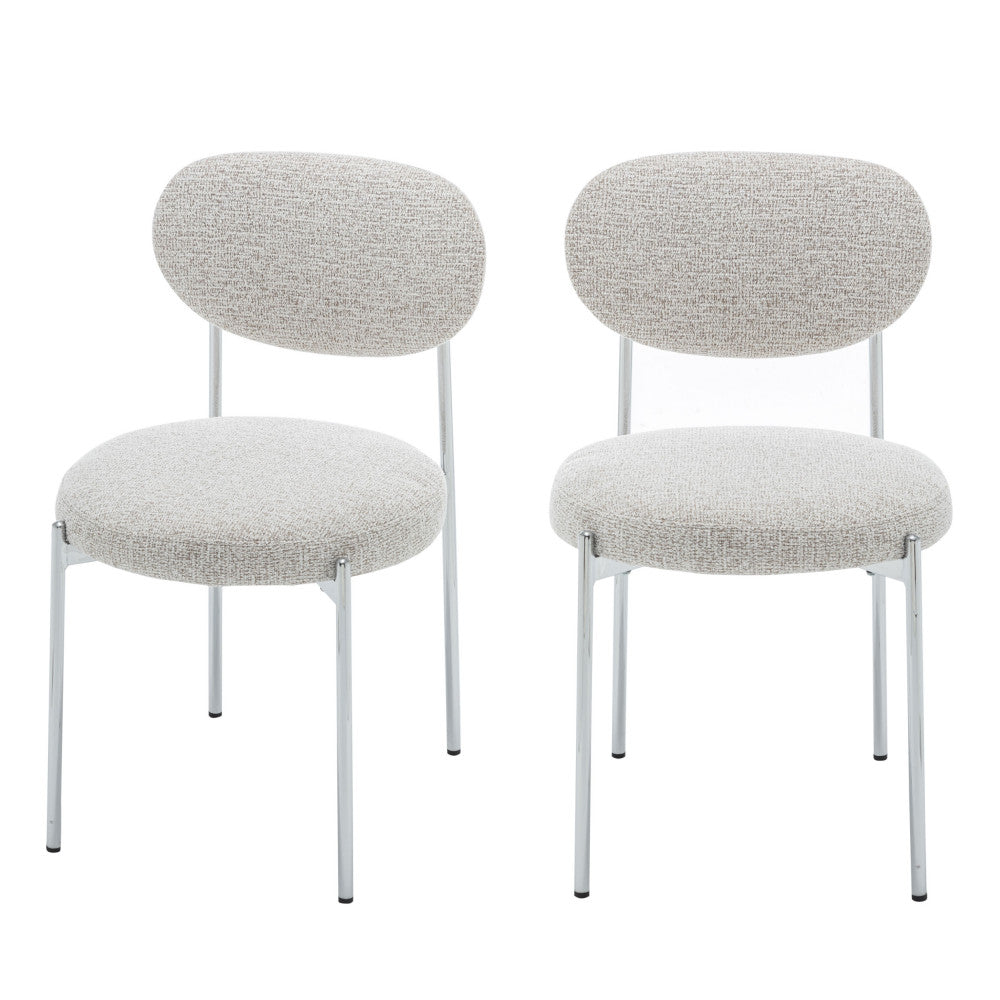 Kyoto - Lot de 2 chaises en tissu pieds chrome - Beige chiné - 2