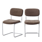 Marcel - Lot de 2 chaises en tissu pieds chrome - Marron - 2