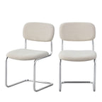 Marcel - Lot de 2 chaises en tissu pieds chrome - Beige - 2
