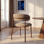 Aria - Lot de 2 chaises en tissu pieds effet bois foncé - Beige chiné - 1