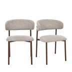 Aria - Lot de 2 chaises en tissu pieds effet bois foncé - Beige chiné - 2