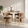 Izzy - Lot de 2 chaises en tissu piètement effet bois clair - Marron - 1