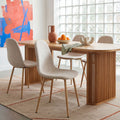 Bella - Lot de 2 chaises en tissu piètement effet bois - Beige - 1
