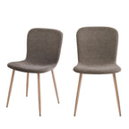 Gaston - Lot de 2 chaises en tissu piètement effet bois - Marron - 2