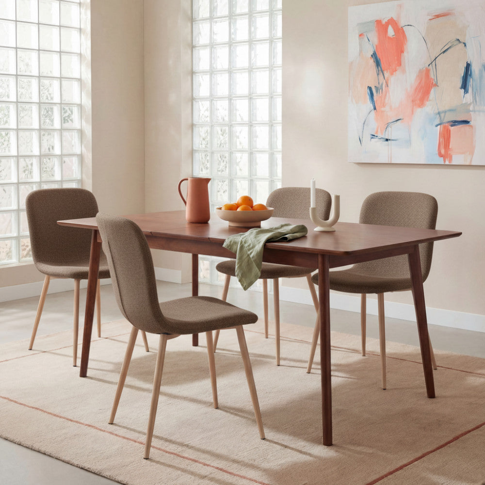 Gaston - Lot de 2 chaises en tissu piètement effet bois - Marron - 1