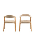 Anabate - Lot de 2 fauteuils de table en tissu et bois - Beige - 2