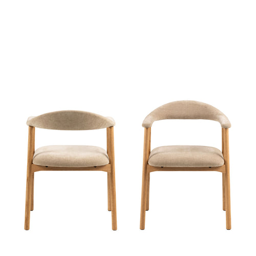 Anabate - Lot de 2 fauteuils de table en tissu et bois - Beige - 2