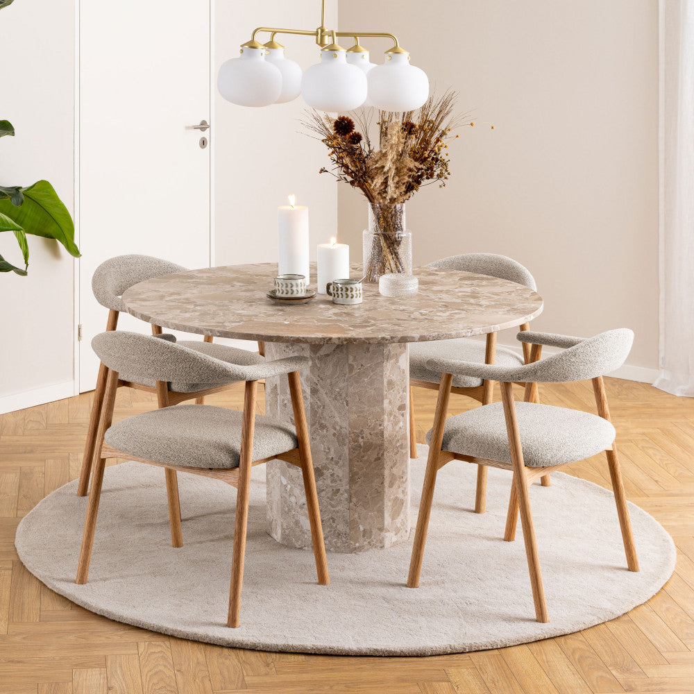 Anabate - Lot de 2 fauteuils de table en tissu et bois - Naturel chiné - 1
