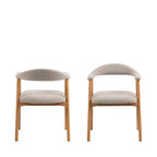 Anabate - Lot de 2 fauteuils de table en tissu et bois - Naturel chiné - 2