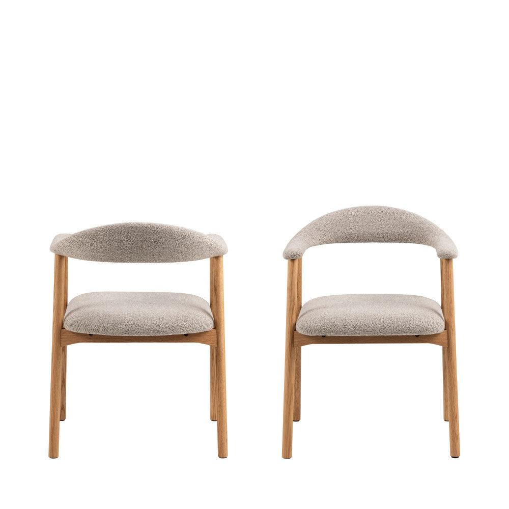 Anabate - Lot de 2 fauteuils de table en tissu et bois - Naturel chiné - 2