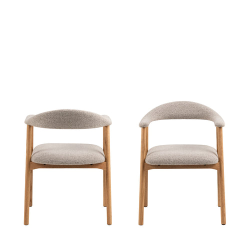 Anabate - Lot de 2 fauteuils de table en tissu et bois - Naturel chiné - 2