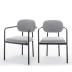 Stuart - Lot de 2 fauteuils de table en tissu bouclette et métal - Gris - 2