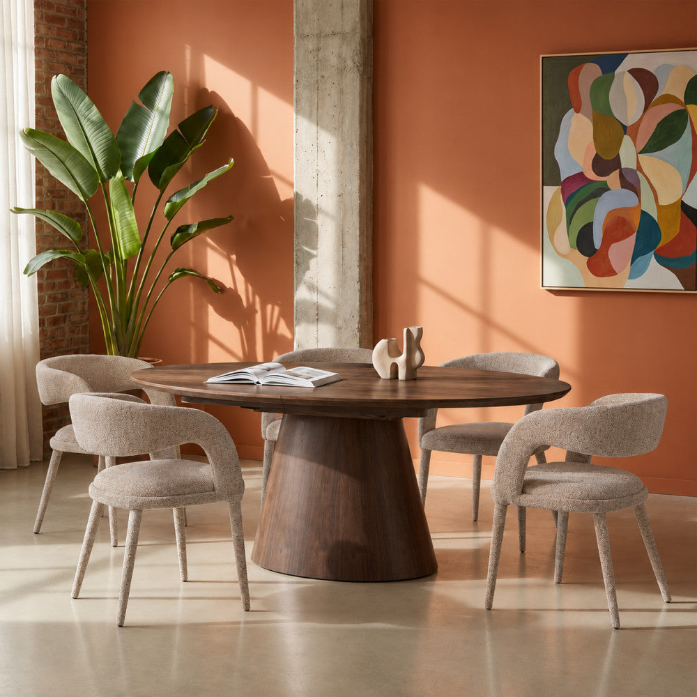 Romy - Lot de 2 fauteuils de table en tissu - Marron chiné - 1
