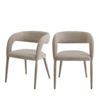 Romy - Lot de 2 fauteuils de table en tissu - Marron chiné - 2