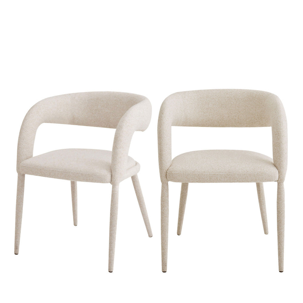 Romy - Lot de 2 fauteuils de table en tissu - Beige chiné - 2
