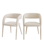 Romy - Lot de 2 fauteuils de table en tissu - Beige chiné - 2