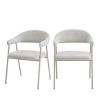 Leon - Lot de 2 fauteuils de table en tissu et métal - Beige - 2