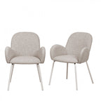 Théodore - Lot de 2 fauteuils de table en tissu et métal - Gris chiné - 2