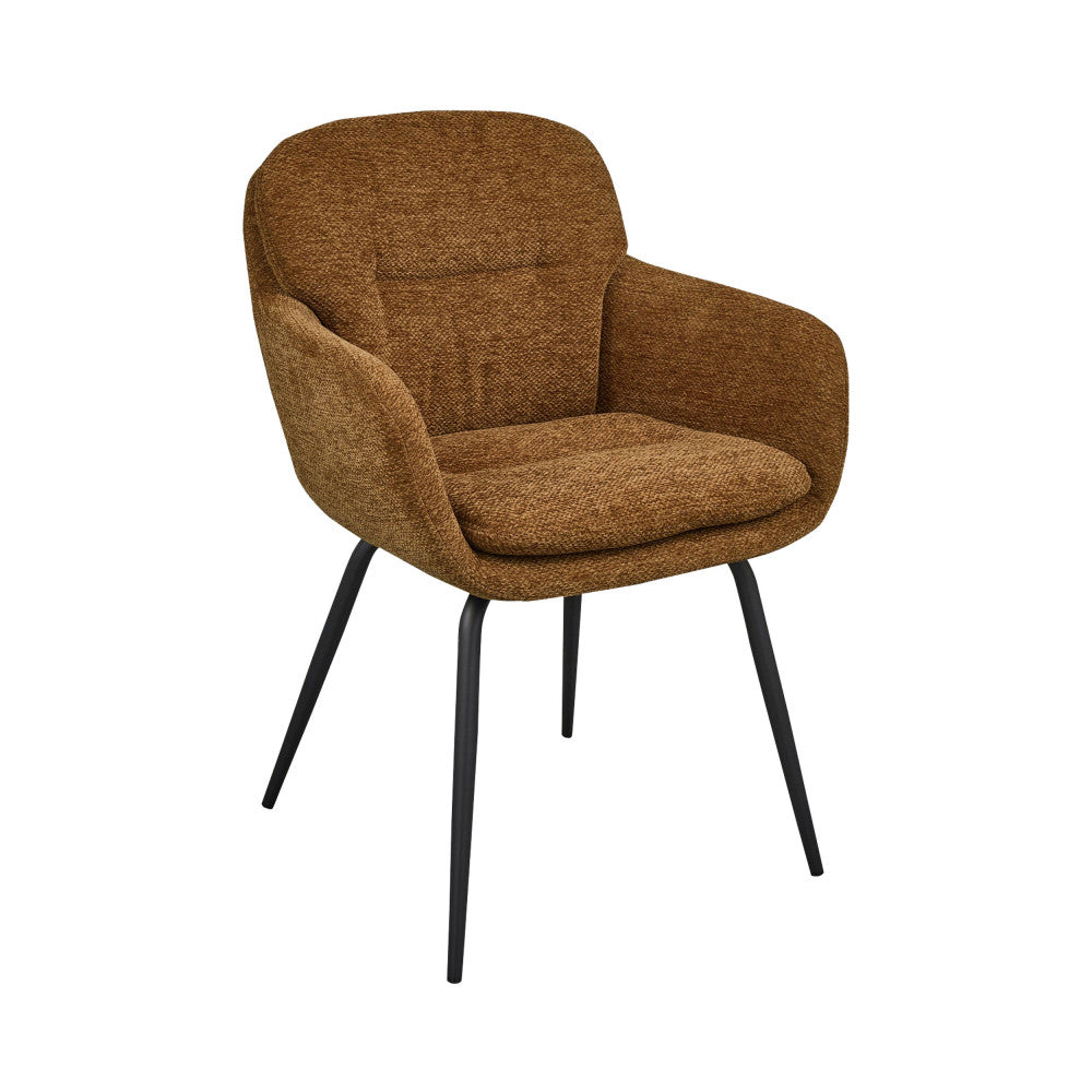 Runa - Lot de 2 fauteuils de table en tissu et métal - Caramel - 2