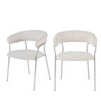 Celesty - Lot de 2 fauteuils de table en tissu pieds chrome - Beige - 2