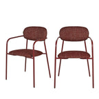 Anatole - Lot de 2 fauteuils de table en tissu pieds métal - Bordeaux - 2