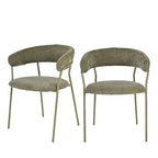 Celesty - Lot de 2 fauteuils de table en tissu pieds métal - Vert - 2