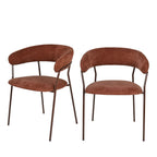 Celesty - Lot de 2 fauteuils de table en tissu pieds métal - Bordeaux - 2