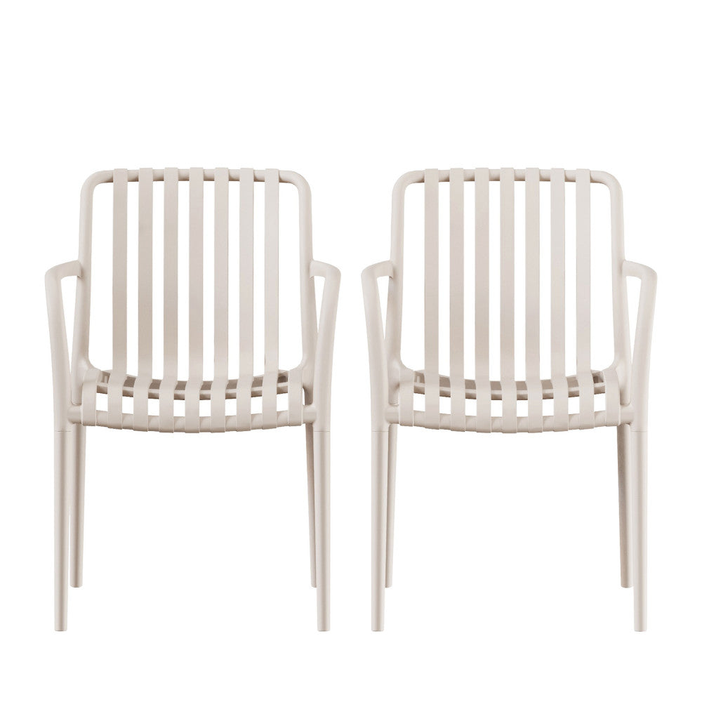 Brano - Lot de 2 fauteuils de jardin en résine - Beige - 2