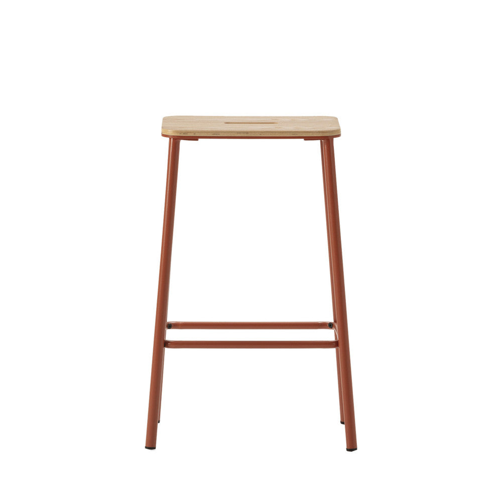 Noki - Lot de 2 tabourets de bar en bois et métal H65cm - Rouille - 2