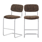 Marcel - Lot de 2 tabourets de bar imprimé tigre pieds chrome H65cm - Marron - 2