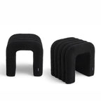 Mui - Lot de 2 tabourets rembourrés en tissu bouclette - Noir - 2