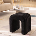 Mui - Lot de 2 tabourets rembourrés en tissu bouclette - Noir - 1