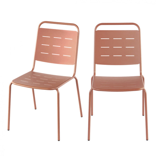 Aria - Lot de 4 chaises de jardin en métal - Terracotta - 2