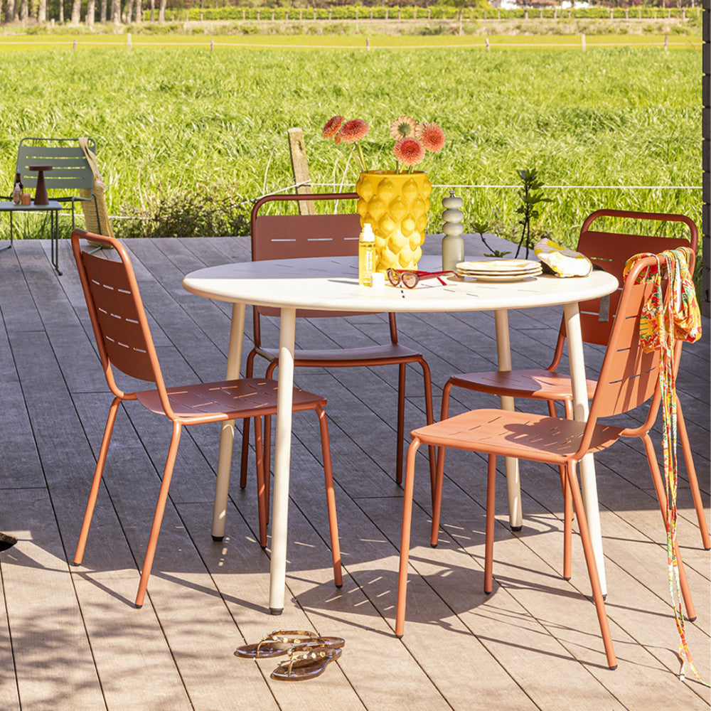Aria - Lot de 4 chaises de jardin en métal - Terracotta - 1