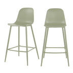 Portland - Lot de 4 tabourets de bar intérieur et extérieur en plastique et métal H65cm - Vert - 2