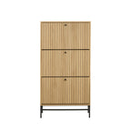 Storo - Meuble à chaussures 3 portes en bois et métal L71,6cm - Bois clair - 2