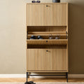 Storo - Meuble à chaussures 3 portes en bois et métal L71,6cm - Bois clair - 1