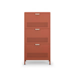 Adel - Meuble à chaussures 3 portes en métal H120cm - Terracotta - 2
