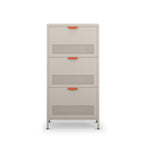 Adel - Meuble à chaussures 3 portes en métal H120cm - Beige - 2