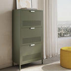 Adel - Meuble à chaussures 3 portes en métal H120cm - Vert - 1