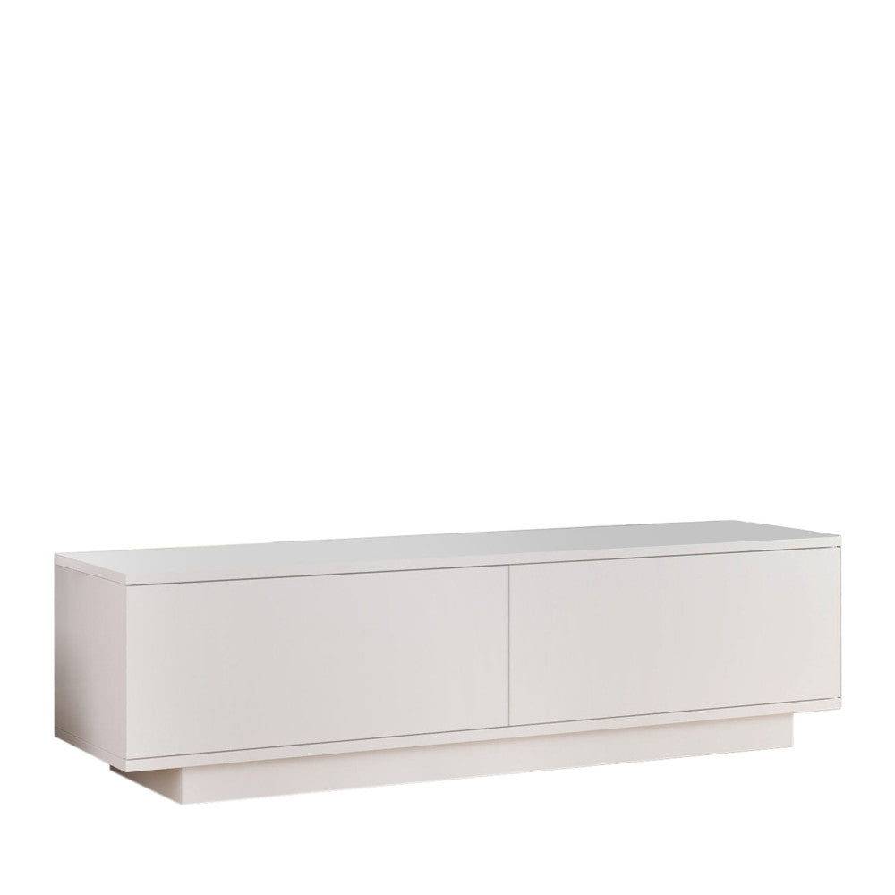Hudson - Meuble TV 2 portes en bois L140cm - Blanc - 2