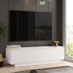 Hudson - Meuble TV 2 portes en bois L140cm - Blanc - 1
