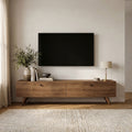 Yara - Meuble TV 2 portes en bois L160cm - Bois foncé - 1
