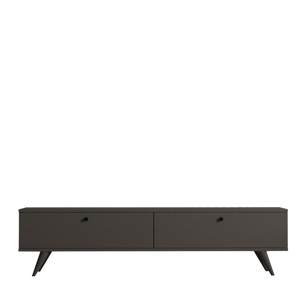Yara - Meuble TV 2 portes en bois L160cm - Gris anthracite - 2