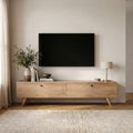 Yara - Meuble TV 2 portes en bois L160cm - Bois clair - 1