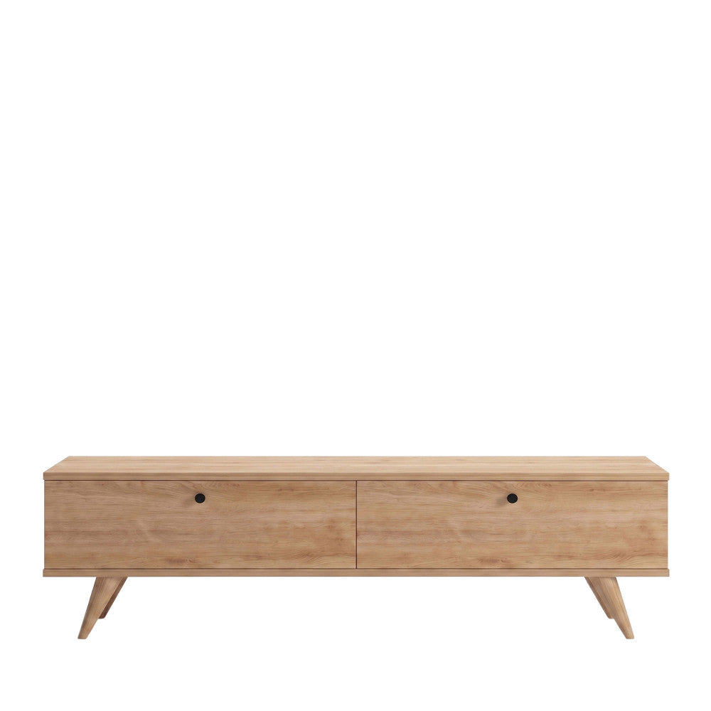 Yara - Meuble TV 2 portes en bois L160cm - Bois clair - 2